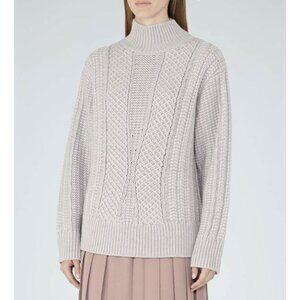 New Reiss Wynn High-Neck Cable Knit Sweater Slate Grey XS​ $255